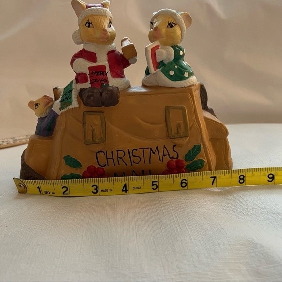 Vintage Porcelain Mr. & Mrs. Santa Mouse Christmas Card Mail Holder - Picture 7 of 9